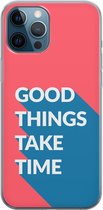 Apple iPhone 12 Pro Max Telefoonhoesje - Transparant Siliconenhoesje - Flexibel - Met Quote - Good Things - Rood
