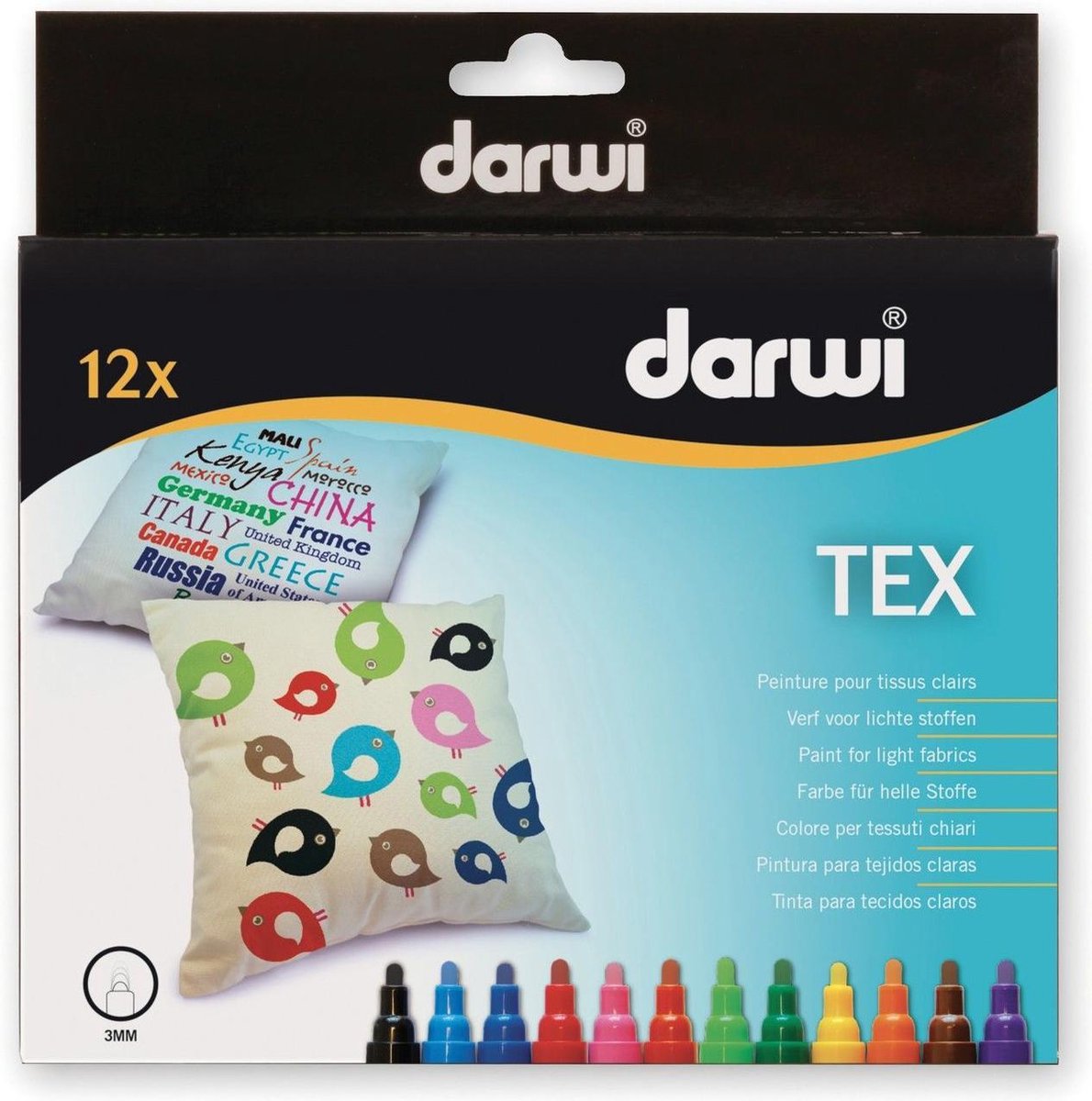 Darwi - Tex Textiel Marker 3Mm Punt 12stuks