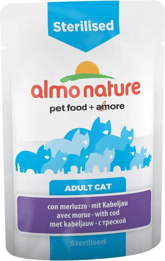 Almo nature Kat Gesteriliseerd Met Kabeljauw - 30 x 70g