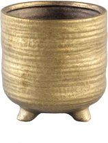 PTMD Shella Ronde Bloempot - H17 x Ø16 cm - Keramiek - Goud