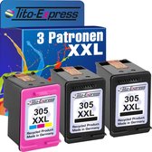 Set van 3x gerecyclede inkt cartridges voor HP 305XL 305 XXL