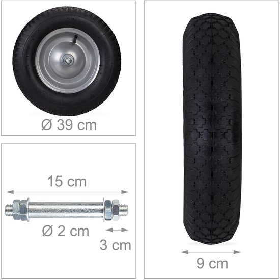 2 x kruiwagenwiel 4.80 4.00-8 - luchtband - met as - stalen velg - tot 200 kg van Merkloos	 — afbeelding 5