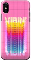 Apple iPhone X/10/XS Telefoonhoesje - Extra Stevig Hoesje - 2 lagen bescherming - Met Quote - Vibin - Roze