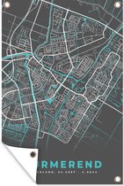 Tuinposter - Tuindoek - Tuinposters buiten - Stadskaart - Purmerend - Grijs - Blauw - 80x120 cm - Tuin - Plattegrond
