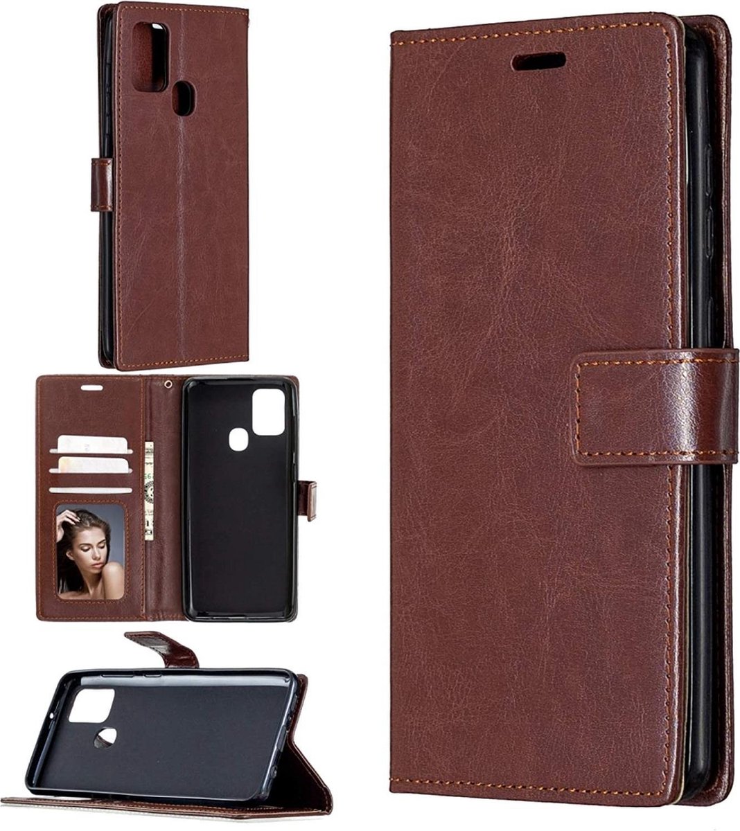 Portemonnee Book Case Hoesje Geschikt voor: Motorola Moto G 5G - bruin