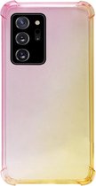 ADEL Siliconen Back Cover Softcase Hoesje Geschikt voor Samsung Galaxy Note 20 - Kleurovergang Roze Geel