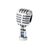 Tracelet | Zilveren bedels | Bedel Microfoon | Retro microfoon met zirkonia | 925 Sterling Zilver | Pandora compatible | Met 925 Zilver Certificaat | In Leuke Cadeauverpakking