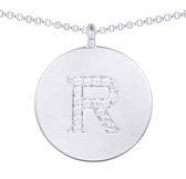 Tracelet - Zilveren Kettingen | Letter Ketting R | Zilveren initialen ketting R met zirkonia | 925 Sterling Zilver - 925 Keurmerk stempel - 925 Zilver Certificaat | Valentijn tip