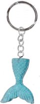 sleutelhanger zeemeerminstaart 4 cm blauw