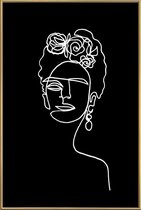 JUNIQE - Poster met kunststof lijst Frida BW -40x60 /Wit & Zwart