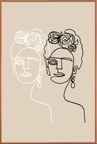 JUNIQE - Poster met kunststof lijst Frida Double Beige -13x18 /Ivoor