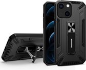 War-god Armor TPU + PC Schokbestendige magnetische beschermhoes met opvouwbare houder voor iPhone 13 (zwart)