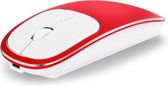 Draadloze Muis - Bluetooth Muis voor Windows, IOS & Android - Stille Muis - Oplaadbaar - Bluetooth & 2.4 GHz - Rood