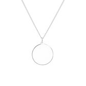 Lucardi Dames Ketting met hanger disc 20mm - Echt Zilver - Ketting - Cadeau - 5 cm - Zilverkleurig