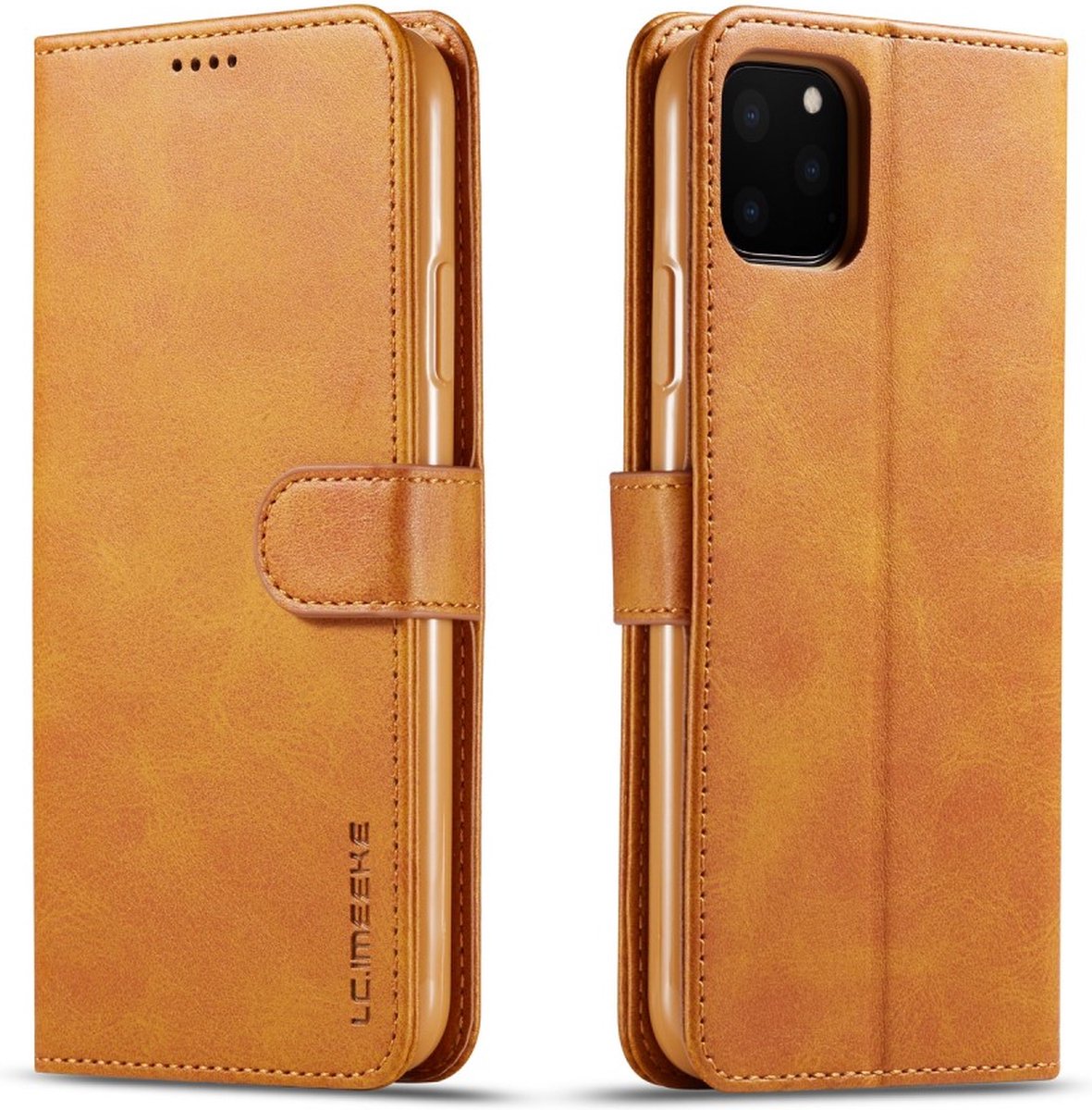 LC.IMEEKE Wallet / portemonnee hoesje voor iPhone 11 Pro Max - cognac