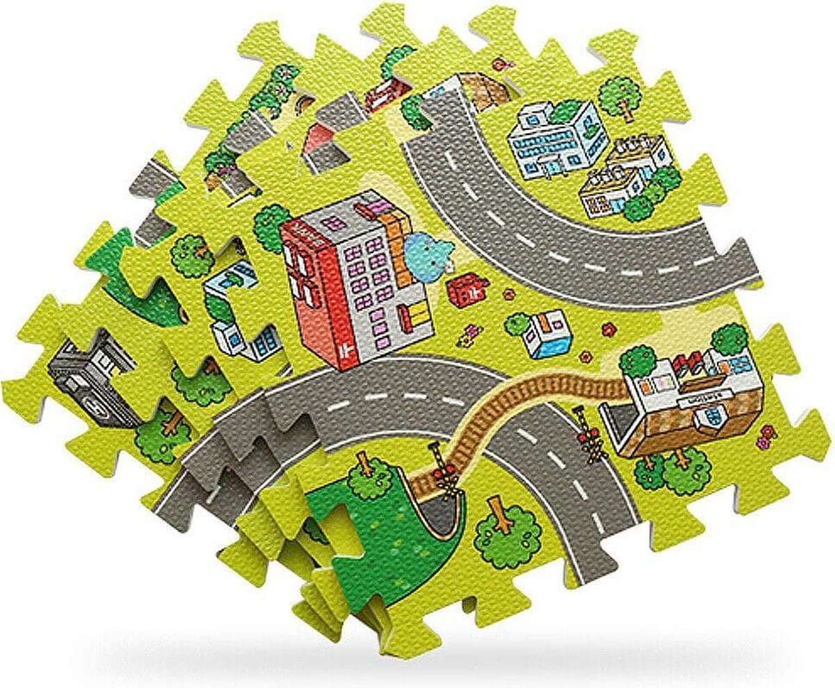 Relaxdays Tapis de jeu, 9 pièces de puzzle pour enfants, sans