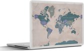 Laptop sticker - 14 inch - Wereldkaart - Vintage - Paars - Kind - Meiden - Jongens - 32x5x23x5cm - Laptopstickers - Laptop skin - Cover