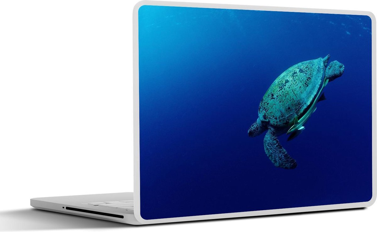 Afbeelding van product SleevesAndCases  Laptop sticker - 12.3 inch - Zeeschildpad zwemt naast een vis