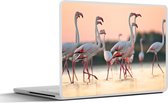 Laptop sticker - 14 inch - Flamingo's bij zonsondergang - 32x5x23x5cm - Laptopstickers - Laptop skin - Cover