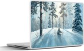 Laptop sticker - 12.3 inch - Sneeuw - Bos - Winter - 30x22cm - Laptopstickers - Laptop skin - Cover