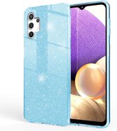 Samsung Galaxy A32 5G Hoesje Glitters Siliconen TPU Case Blauw - BlingBling Cover