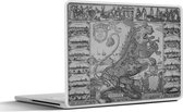 Laptop sticker - 15.6 inch - Zwart wit landkaart van Nederland in de vorm van een leeuw - 36x27,5cm - Laptopstickers - Laptop skin - Cover