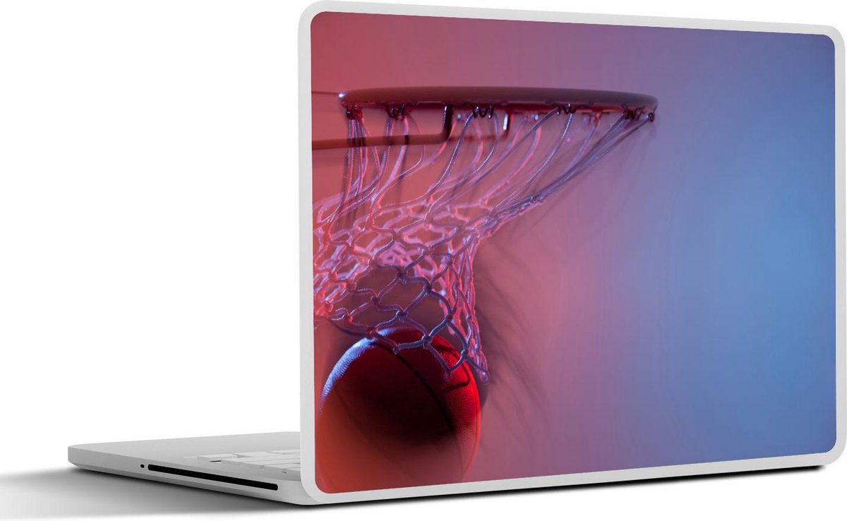 Laptop sticker - 17.3 inch - Wazig zicht op een basketbal die door de basket gaat - 40x30cm - Laptopstickers - Laptop skin - Cover