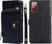 Voor Samsung Galaxy A91 Rits Tas PU + TPU Horizontale Flip Lederen Case met Houder & Kaartsleuf & Portemonnee & Lanyard (Zwart)