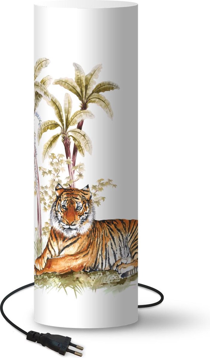 Lamp - Nachtlampje - Tafellamp slaapkamer - Tijger - Boom - Ogen - 50 cm hoog - Ø15.9 cm - Inclusief LED lamp