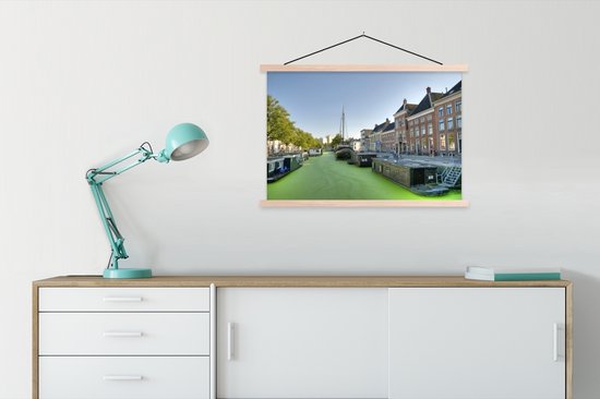 Affiche textielposter couleur verte dans les canaux de Groningen 90x60 cm