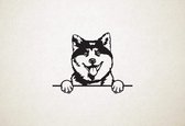 Akita Inu - hond met pootjes - M - 59x77cm - Zwart - wanddecoratie