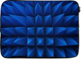 Laptophoes 14 inch - 3D - Achtergrond - Vormen - Blauw - Laptop sleeve - Binnenmaat 34x23,5 cm - Zwarte achterkant