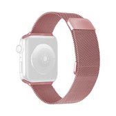 Dubbele sectie Milanese magnetische elasticiteit vervangende band horlogeband voor Apple Watch Series 6 & SE & 5 & 4 40 mm / 3 & 2 & 1 38 mm (roze roze)