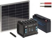 WL4 SOLAR-KIT-200B50-20 complete zonne-energie kit met 12V 20Ah accu, snoer, 50W zonnepaneel en controller - zonnepanelen pakket solar energy voor caravan camper boot vakantiehuisje tuinhuisje backup voeding set
