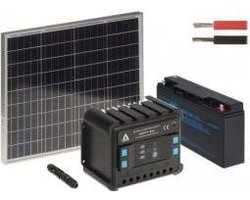 WL4 SOLAR-KIT-200B50-20 complete zonne-energie kit met 12V 20Ah accu, snoer, 50W zonnepaneel en controller - zonnepanelen pakket solar energy voor caravan camper boot vakantiehuisje tuinhuisje backup voeding set