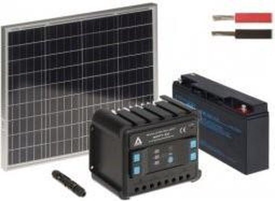 WL4 SOLAR-KIT-200B50-20 complete zonne-energie kit met 12V 20Ah accu,  snoer, 50W... | bol.com