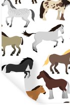 Muurstickers - Sticker Folie - Paarden - Wit - Stippen - Meisjes - Kinderen - Meiden - 20x30 cm - Plakfolie - Muurstickers Kinderkamer - Zelfklevend Behang - Zelfklevend behangpapier - Stickerfolie