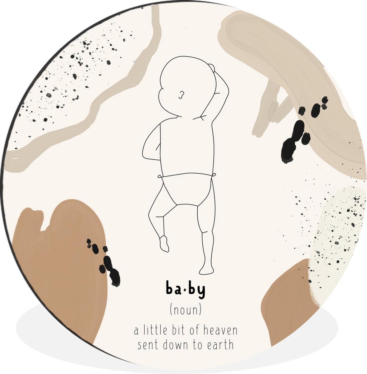 WallCircle - Wandcirkel - Muurcirkel - Baby - Woordenboek - Spreuken - Quotes - Geboorte - Aluminium - Dibond - 60x60 cm - Binnen en Buiten