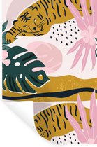 Stickers muraux - Tigre - Feuilles - Jungle - Motifs - 40x60 cm - Film adhésif
