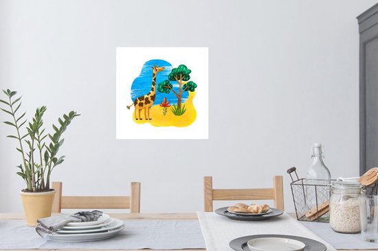 Stickers muraux - Pépinière - Chambre de bébé - Girafe - Plage - Arbre - Mer - 50x50 cm - Film Adhésif