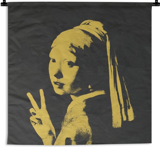 Wandkleed - Wanddoek - Meisje met de parel - Vermeer - Kunst - 60x60 cm - Wandtapijt