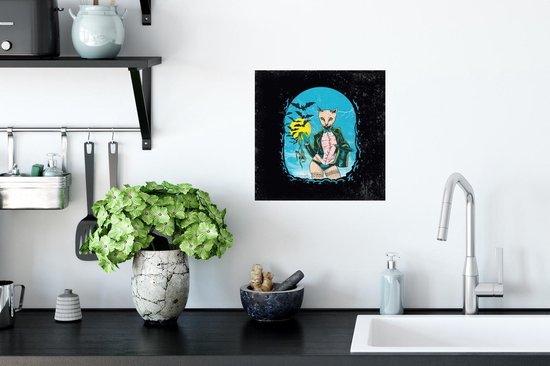 Stickers muraux - Film autocollant - Vintage - Chat - Chapeau - 30x30 cm - Film adhésif - Stickers muraux Chambre d'enfant - Papier peint autocollant