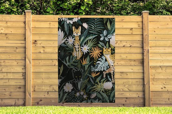 Décoration murale Jungle - Plantes - Panthère - 120x180 cm - Poster jardin