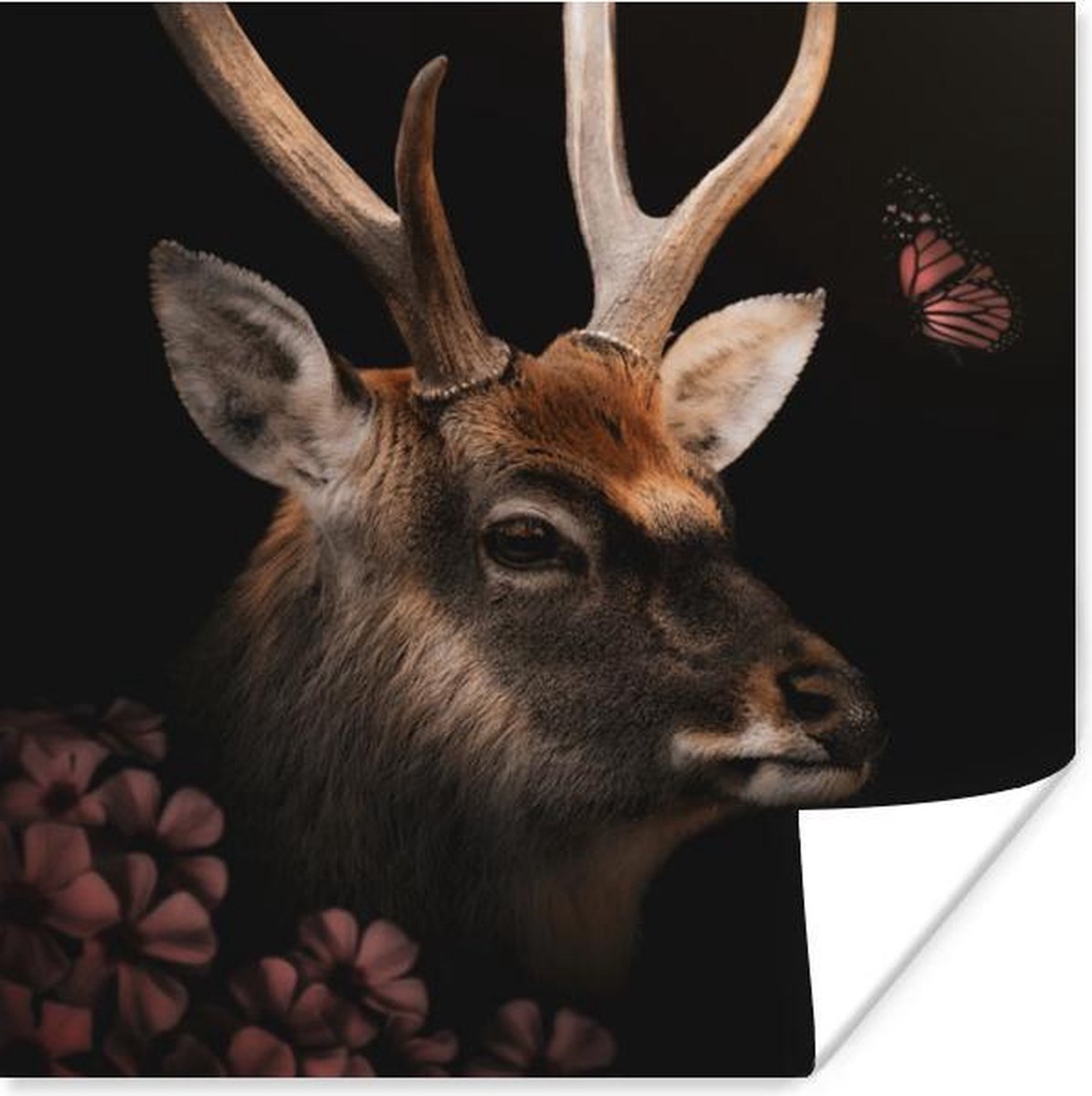 Poster Dieren - Hert - Jungle - 75x75 cm