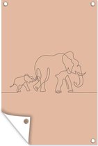 Muurdecoratie Olifant - Simpel - Lijn - 120x180 cm - Tuinposter - Tuindoek - Buitenposter