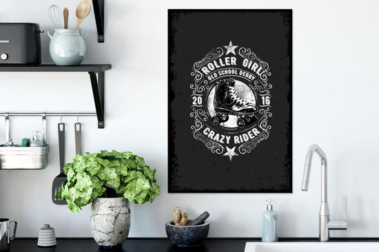 Affiche avec cadre Vintage - Rollers - Zwart - 40x60 cm