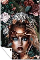 Muurdecoratie Bloemen - Vrouwen - Make up - 120x180 cm - Tuinposter - Tuindoek - Buitenposter