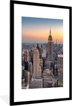 Poster in lijst - New York - Zon - Skyline - Poster - Fotolijst - Frame - Muurdecoratie - Slaapkamer - 60x90 cm - Woondecoratie - Woonkamer - Foto in lijst