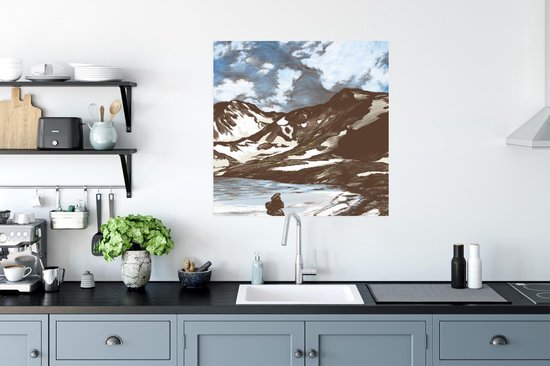 Poster Berg - Zee - Lucht - 75x75 cm