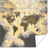 Poster Wereldkaart - Abstract - Kranten - 75x75 cm